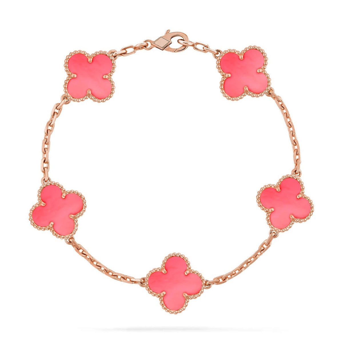 [Leaves]LUCKY CLOVER 5-MOTIF BRACELET - PINK MOTHER-OF-PEARL COLLECTION
