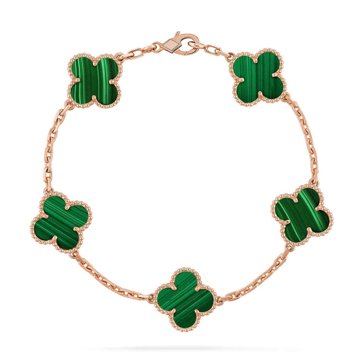 [Leaves]LUCKY CLOVER 5-MOTIF BRACELET - MALACHITE COLLECTION