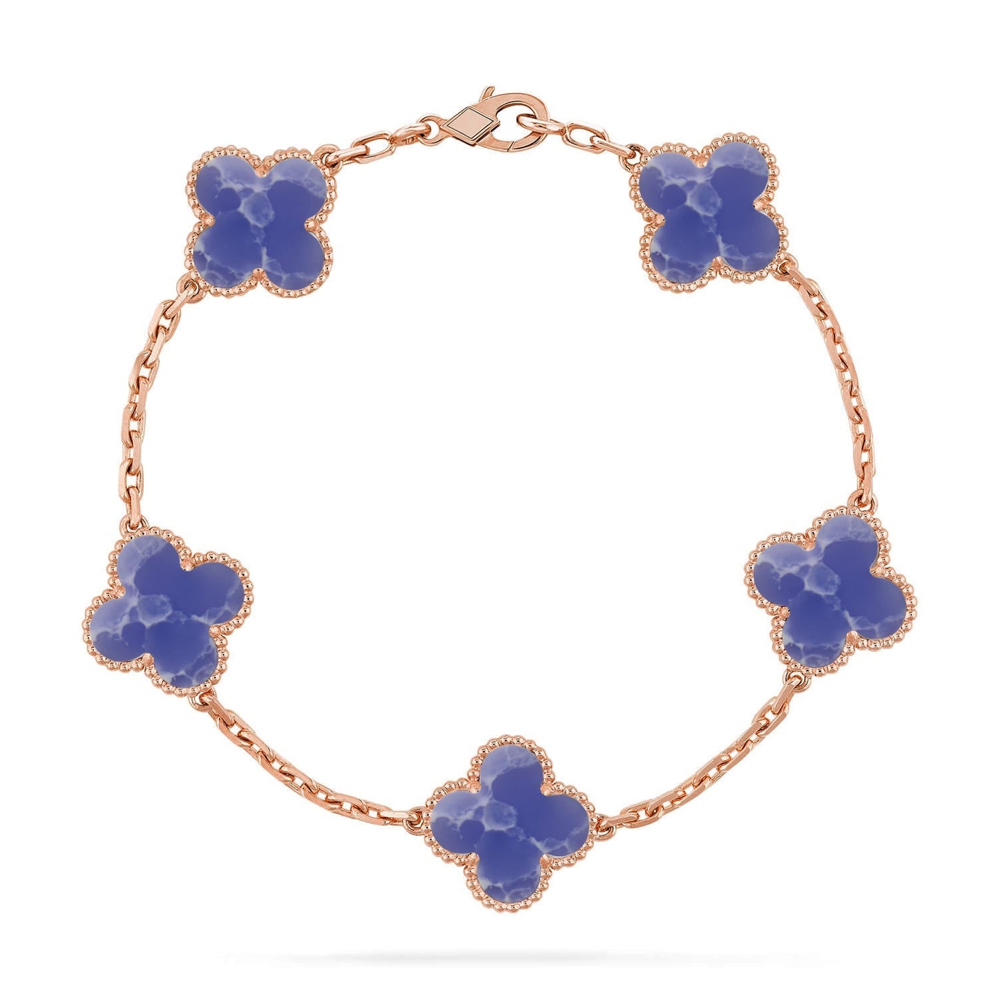 [Leaves]LUCKY CLOVER 5-MOTIF BRACELET - BLUE LARIMAR COLLECTION