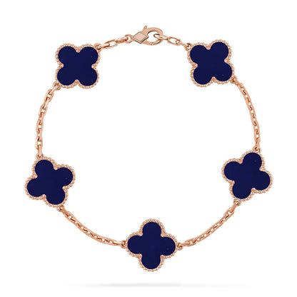 [Leaves]LUCKY CLOVER 5-MOTIF BRACELET - LAPIS LAZULI COLLECTION