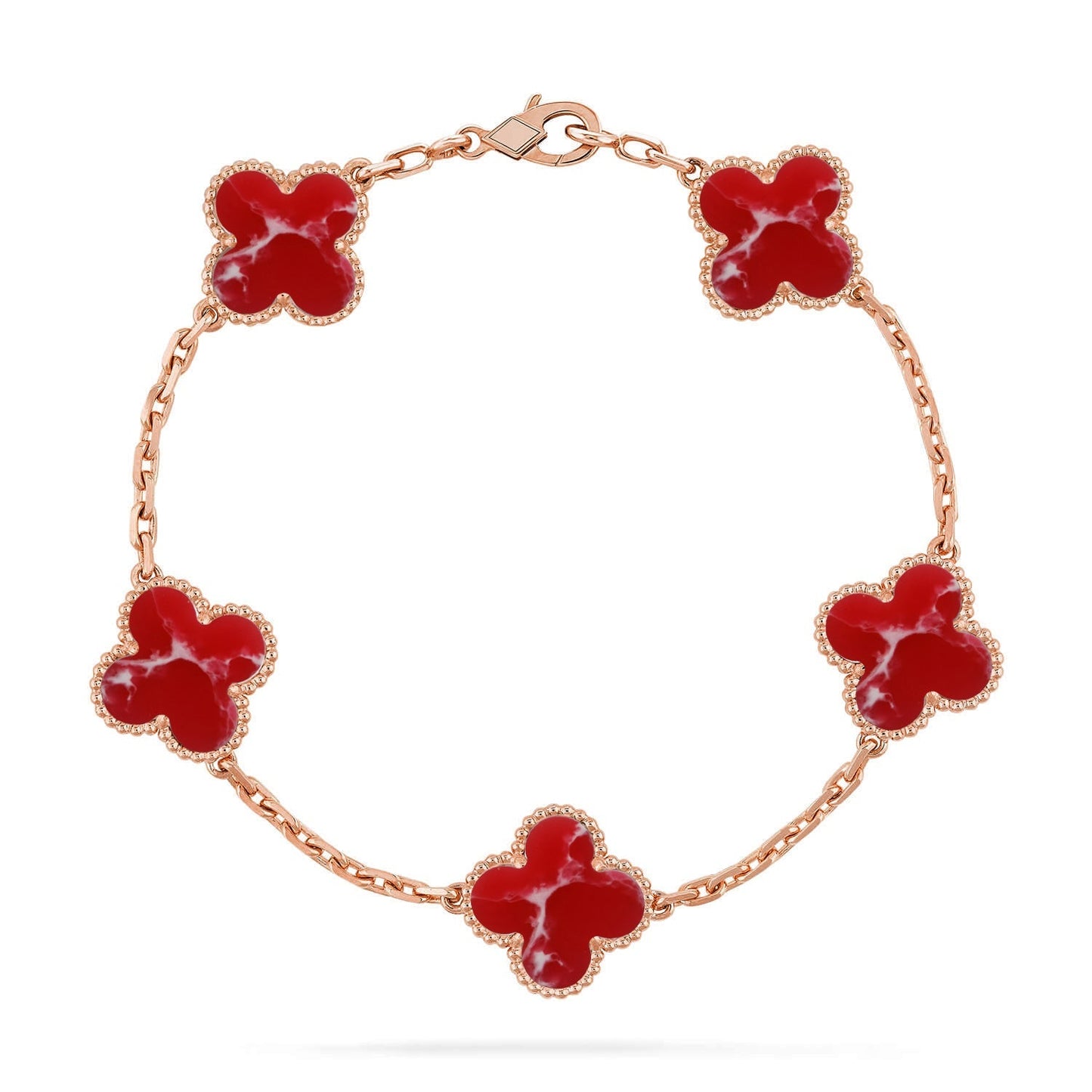 [Leaves]LUCKY CLOVER 5-MOTIF BRACELET - RED LARIMAR COLLECTION