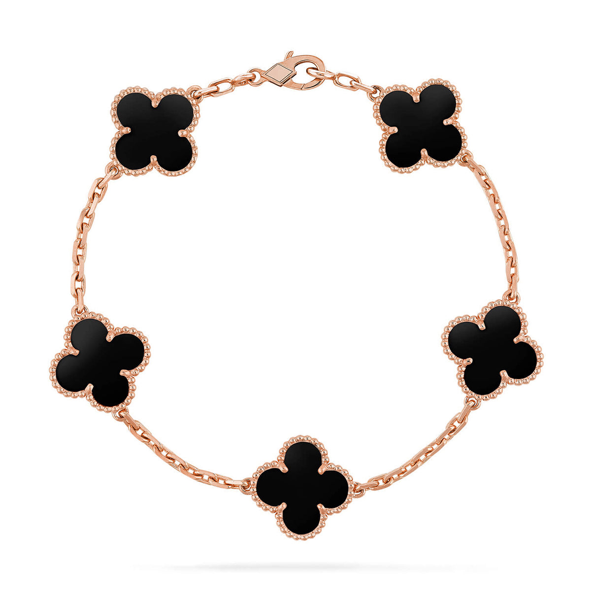 [Leaves]LUCKY CLOVER 5-MOTIF BRACELET - BLACK OXNY COLLECTION