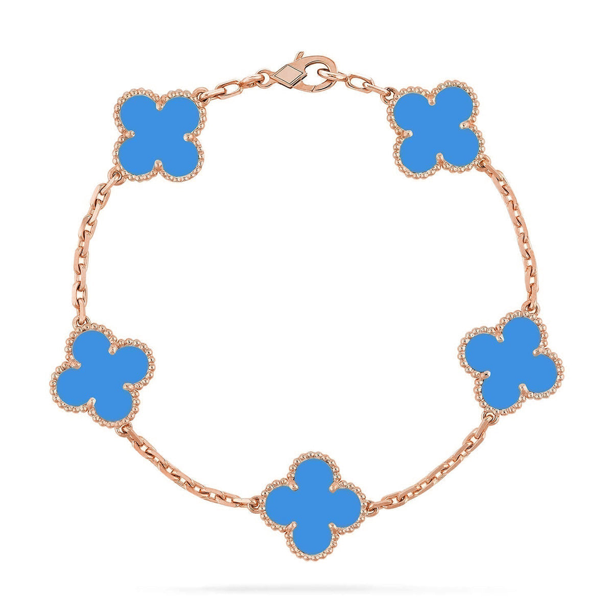 [Leaves]LUCKY CLOVER 5-MOTIF BRACELET - BLUE AGATE COLLECTION