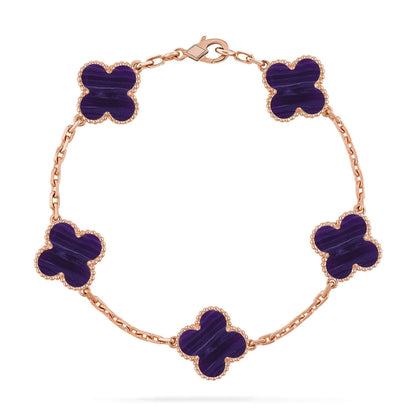 [Leaves]LUCKY CLOVER 5-MOTIF BRACELET - CHAROITE COLLECTION