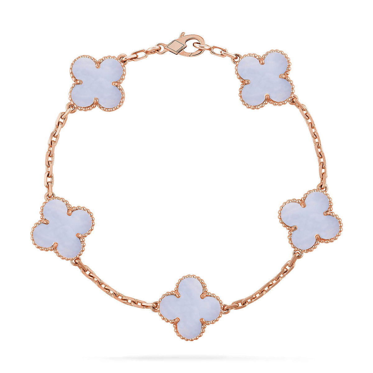 [Leaves]LUCKY CLOVER 5-MOTIF BRACELET - PURPLE CHALCEDONY COLLECTION