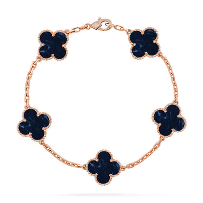 [Leaves]LUCKY CLOVER 5-MOTIF BRACELET - PIETERSITE COLLECTION