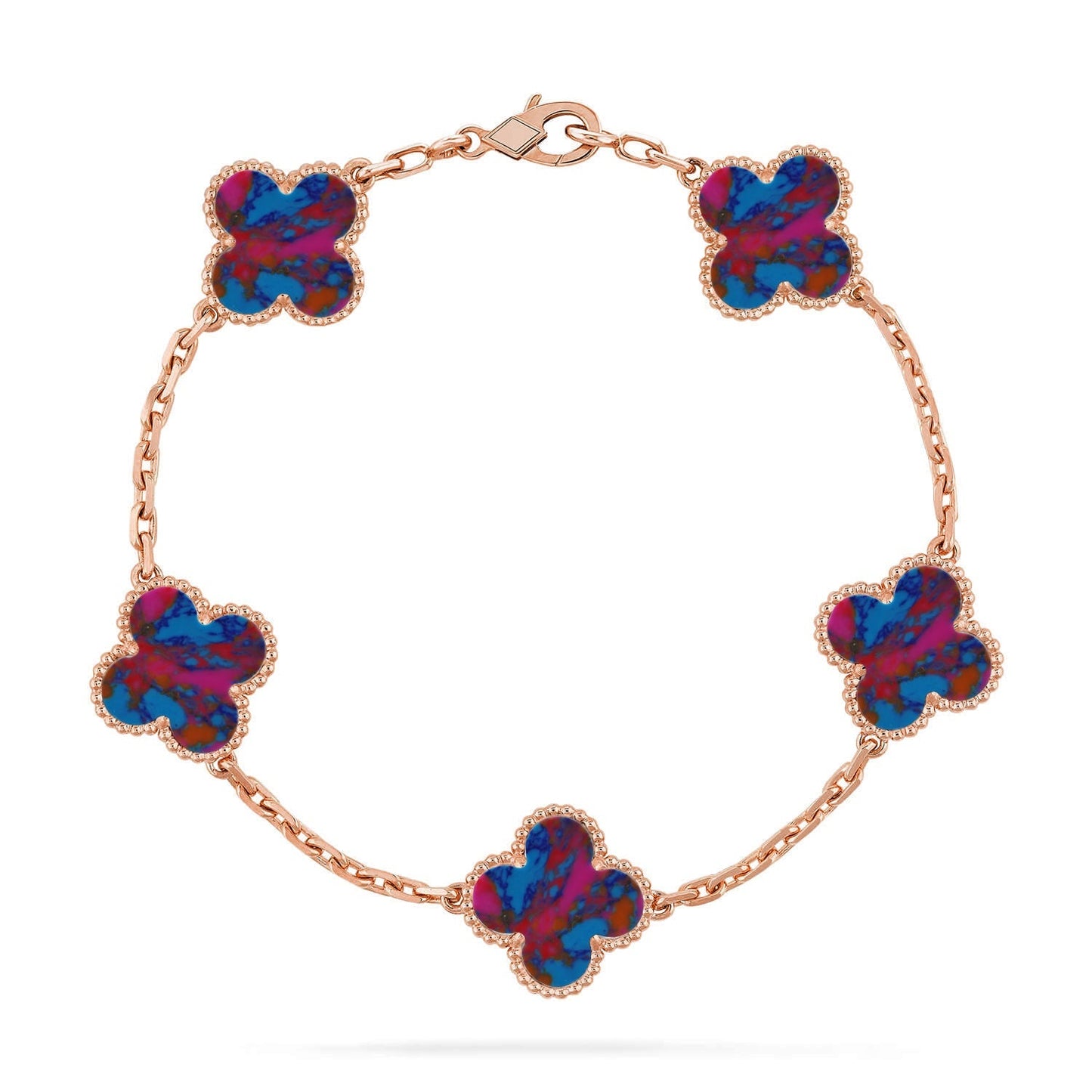 [Leaves]LUCKY CLOVER 5-MOTIF BRACELET - MULTI-GEM COLLECTION