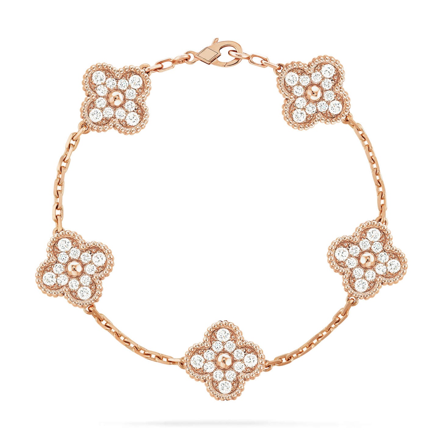 [Leaves]LUCKY CLOVER 5-MOTIF BRACELET - FULL-DIAMOND