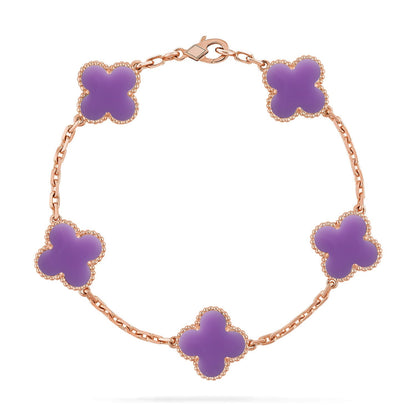 [Leaves]LUCKY CLOVER 5-MOTIF BRACELET - LAVENDER COLLECTION
