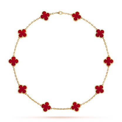 [Leaves]CLOVER 10 MOTIFS CARNELIAN NECKLACE