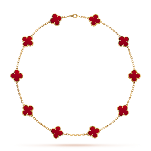 [Leaves]CLOVER 10 MOTIFS CARNELIAN NECKLACE