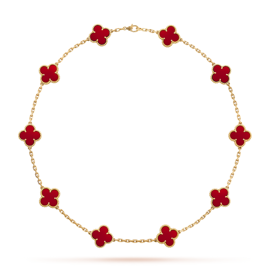 [Leaves]CLOVER 10 MOTIFS CARNELIAN NECKLACE