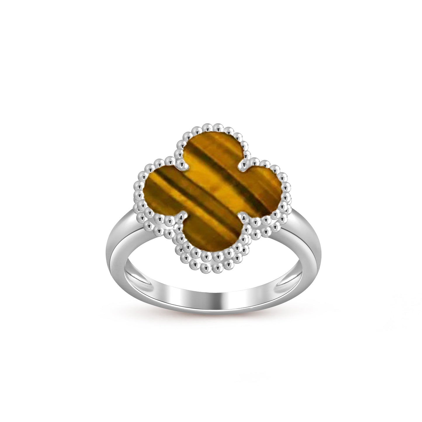 [Leaves]LUCKY CLOVER VINTAGE WHITE GOLD RING COLLECTION