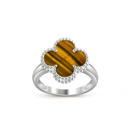[Leaves]LUCKY CLOVER VINTAGE WHITE GOLD RING COLLECTION