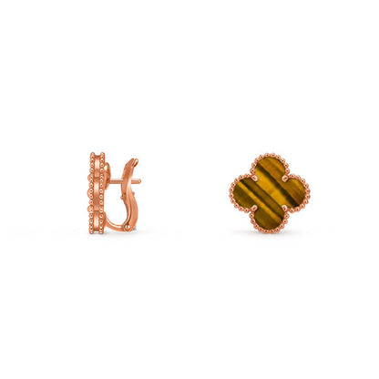 [Leaves]15MM CLOVER FLOWER STUD EARRINGS ROSE GOLD COLLECTION