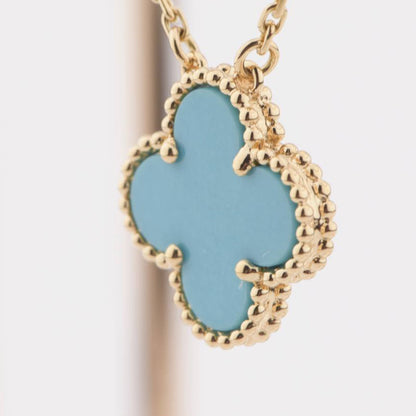 [Leaves]CLOVER 15MM VINTAGE TURQUOISE NECKLACE