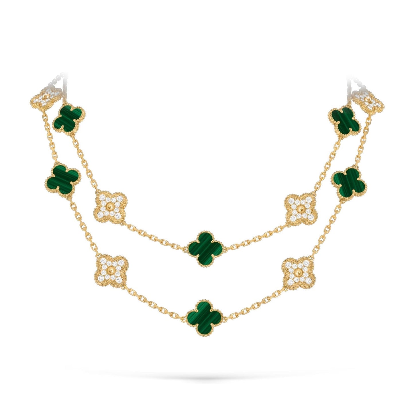 [Leaves]CLASSIC 20-MOTIF LUCKY CLOVER LONG NECKLACE GOLD COLLECTION