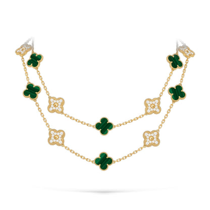 [Leaves]CLASSIC 20-MOTIF LUCKY CLOVER LONG NECKLACE GOLD COLLECTION