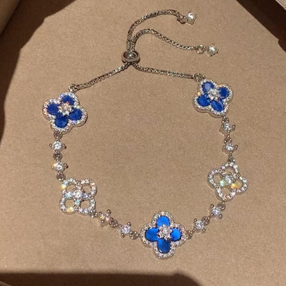 [Leaves]CLOVER 5 MOTIF PINK BLUE RED WHITE BRACELET