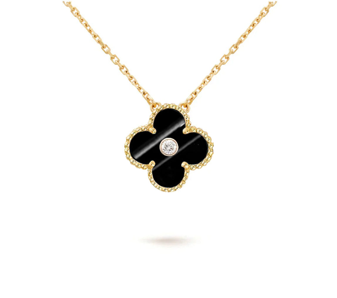 [Leaves]15MM CLOVER FLOWER DIAMOND PENDANT NECKLACE COLLECTION