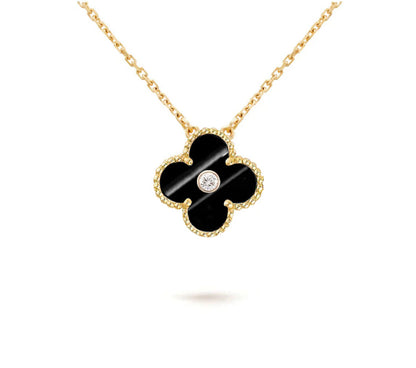 [Leaves]15MM CLOVER FLOWER DIAMOND PENDANT NECKLACE COLLECTION