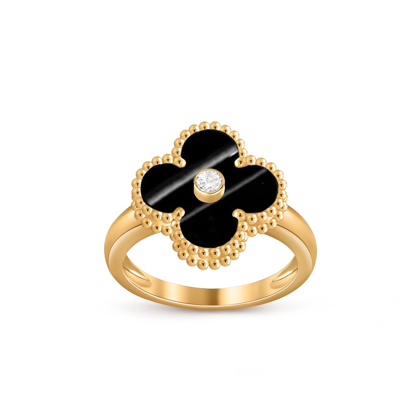 [Leaves]LUCKY CLOVER DIAMOND-ACCENT GOLD RING COLLECTION