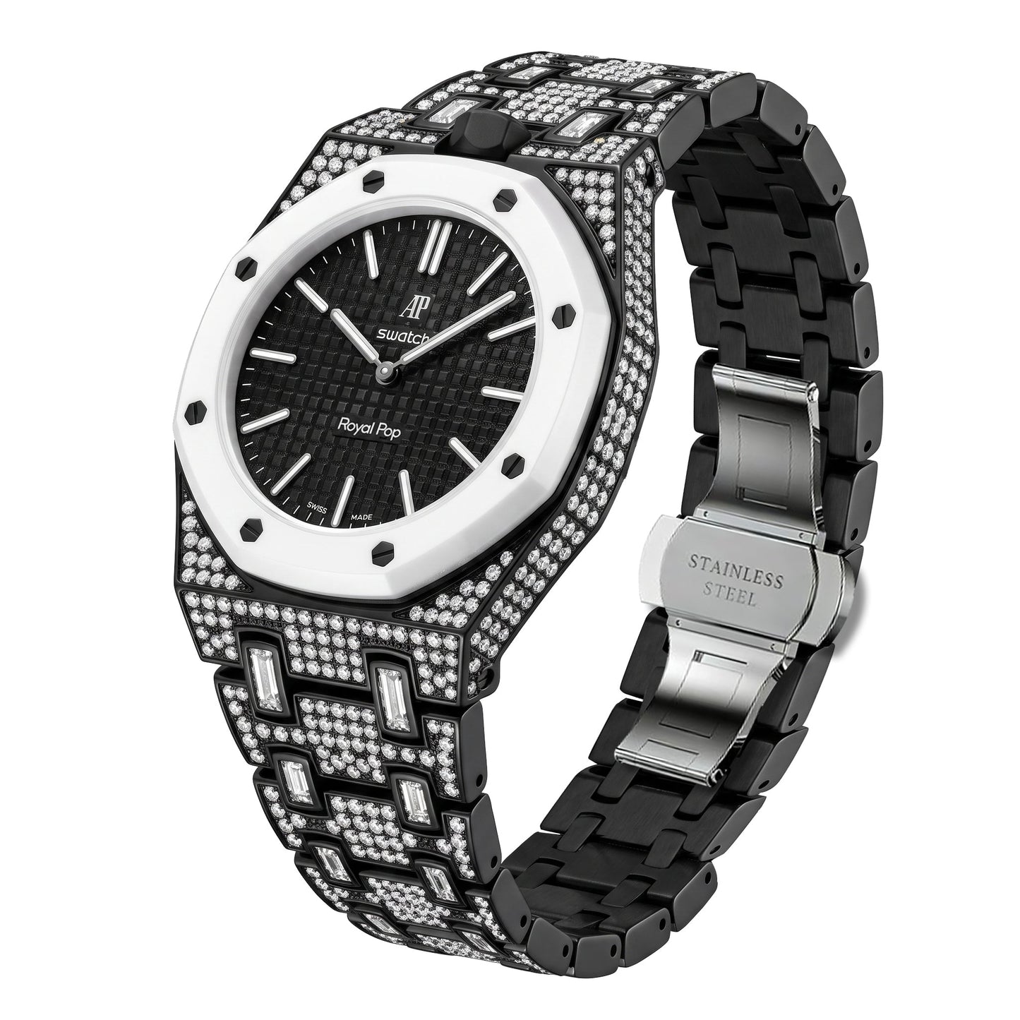 [Leaves]Royal Oak Pop Exclusive Bioceramic Case & Bioceramic Strap Full Diamond
