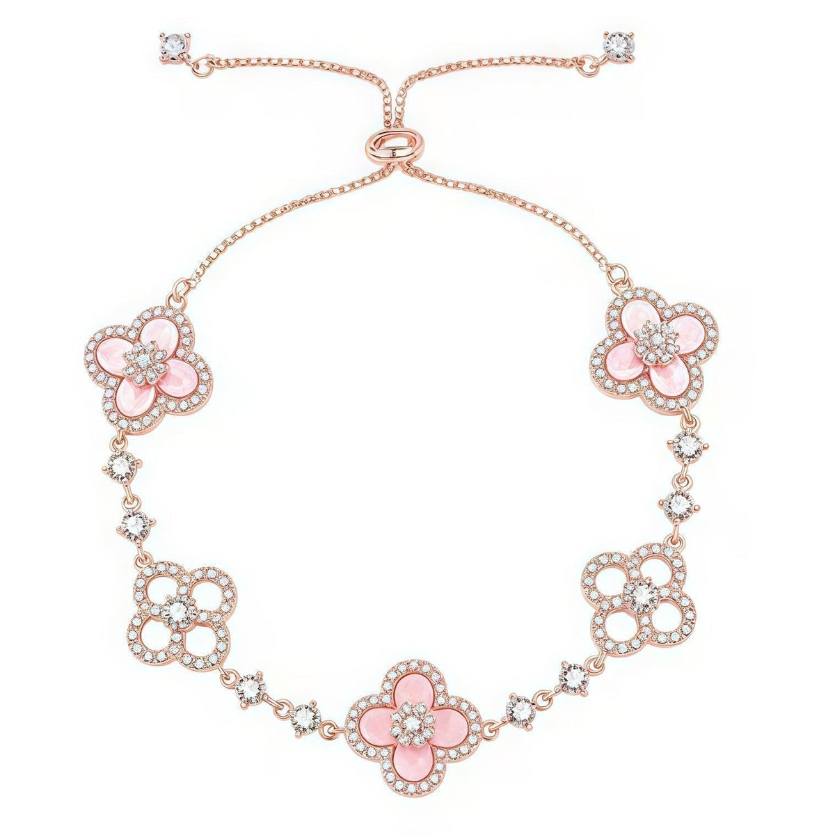 [Leaves]CLOVER 5 MOTIF PINK BLUE RED WHITE BRACELET