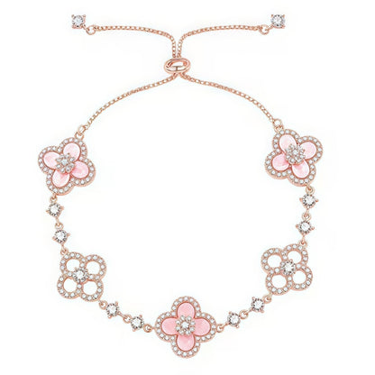[Leaves]CLOVER 5 MOTIF PINK BLUE RED WHITE BRACELET