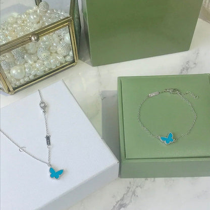 [Leaves]BUTTERFLY TURQUOISE BUTTERFLY BRACELET SILVER