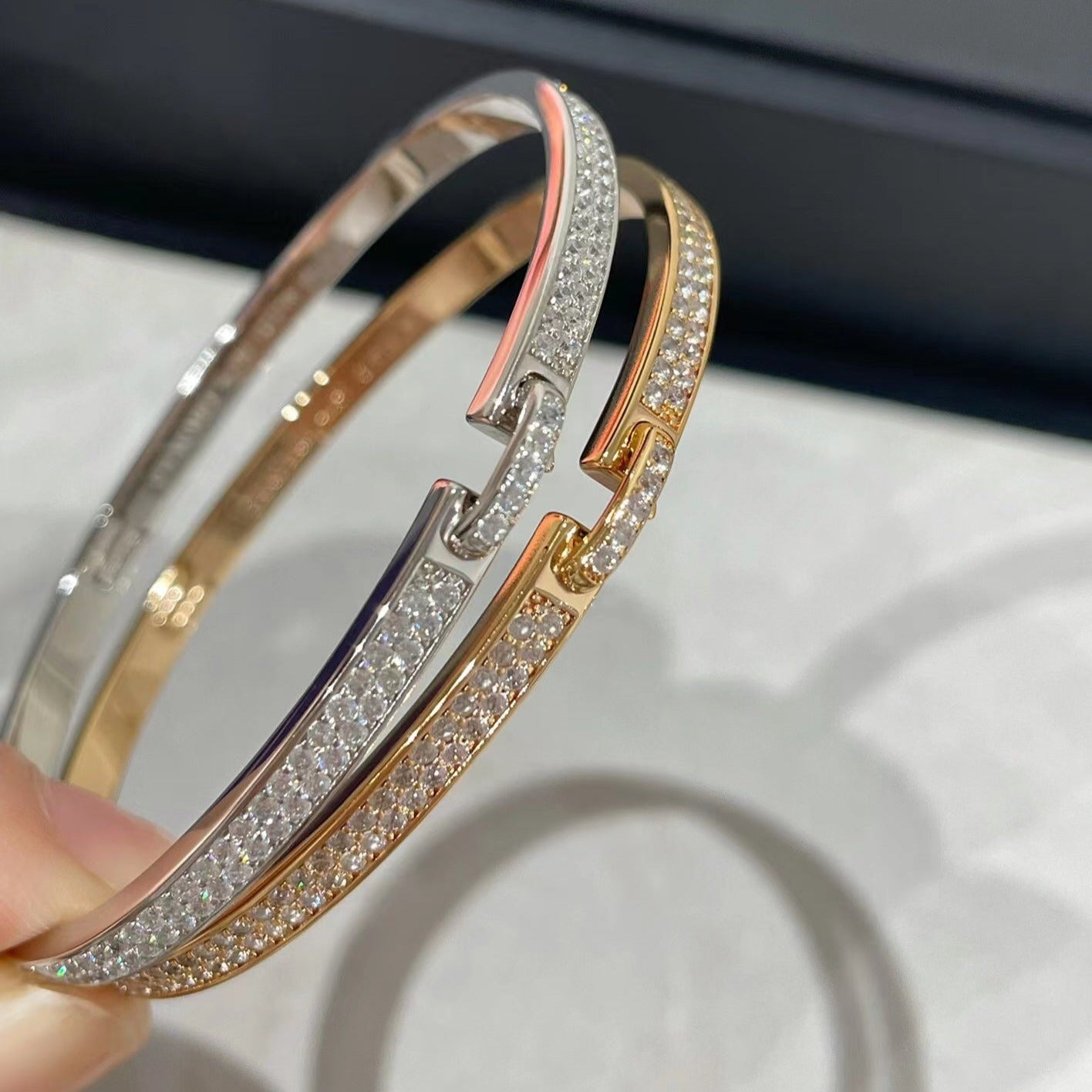 [Leaves]LIENS VIDENCE DIAMOND PAVED BRACELET