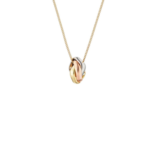 [Leaves]TRI-COLOR SQUARE RING NECKLACE