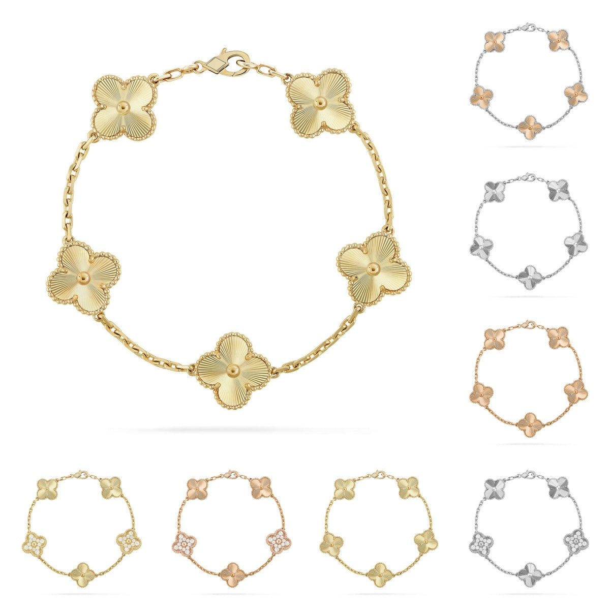 [Leaves]LUCKY CLOVER 5-MOTIF BRACELET - LASER COLLECTION