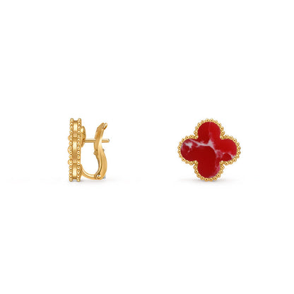 [Leaves]15MM CLOVER FLOWER STUD EARRINGS GOLD COLLECTION