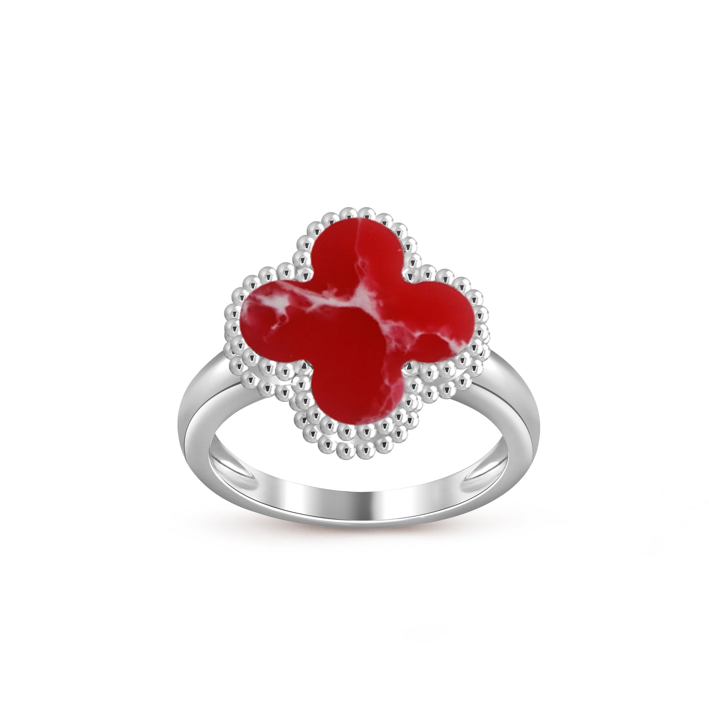 [Leaves]LUCKY CLOVER VINTAGE WHITE GOLD RING COLLECTION