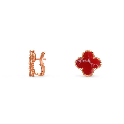 [Leaves]15MM CLOVER FLOWER STUD EARRINGS ROSE GOLD COLLECTION