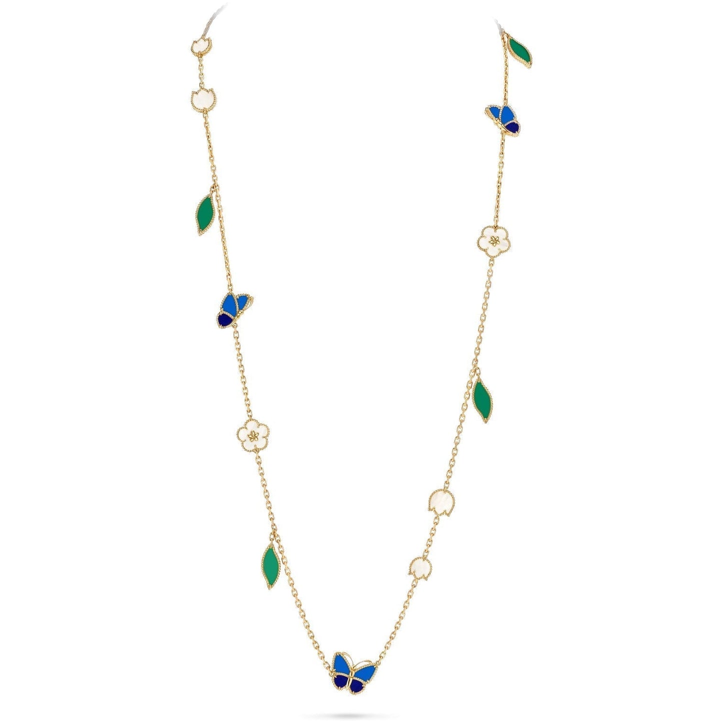 [Leaves]LUCKY SPRING BUTTERFLY & FLOWER STATEMENT NECKLACE - 15-MOTIF FLORAL DESIGN