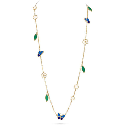[Leaves]LUCKY SPRING BUTTERFLY & FLOWER STATEMENT NECKLACE - 15-MOTIF FLORAL DESIGN