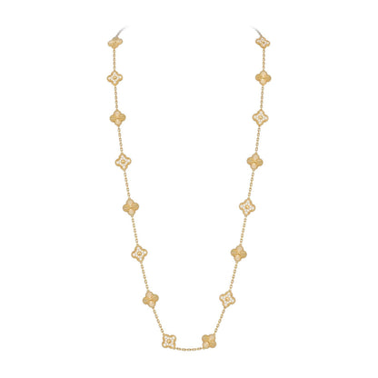 [Leaves]CLASSIC 20-MOTIF LUCKY CLOVER LONG NECKLACE GOLD COLLECTION