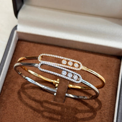 [Leaves]MOVE PAVÉ DIAMOND BANGLE BRACELET M