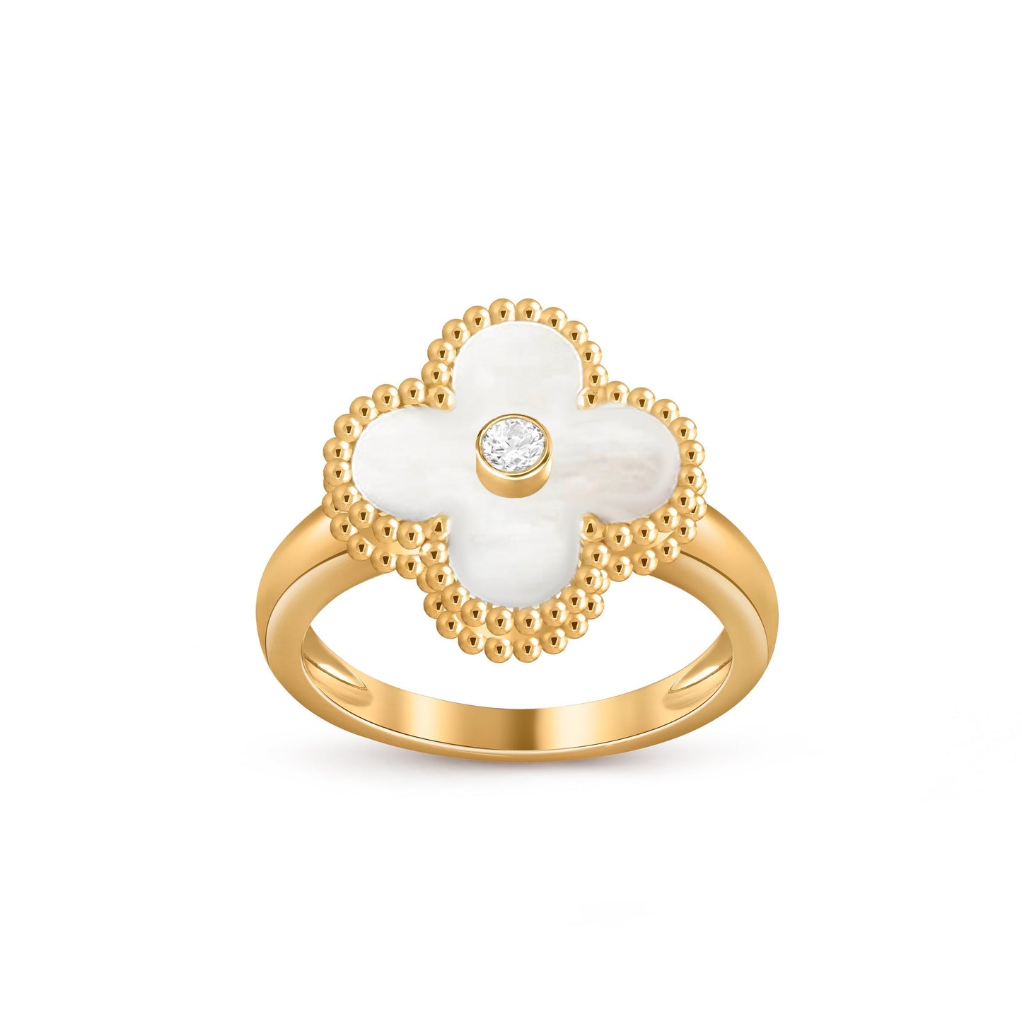 [Leaves]LUCKY CLOVER DIAMOND-ACCENT GOLD RING COLLECTION