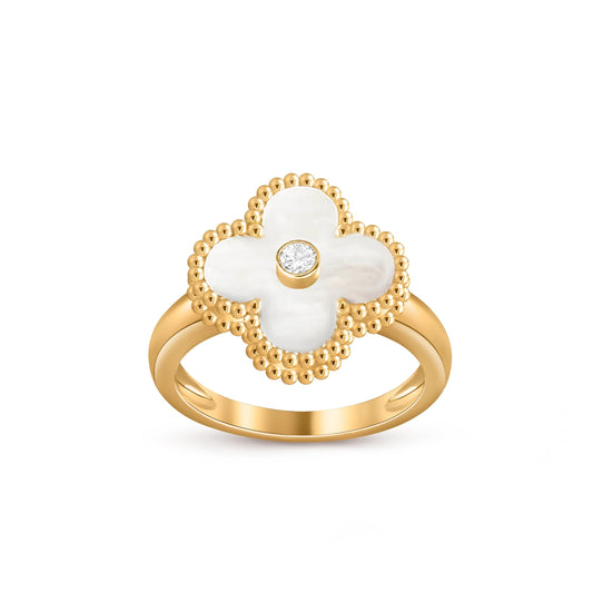 [Leaves]LUCKY CLOVER DIAMOND-ACCENT GOLD RING COLLECTION