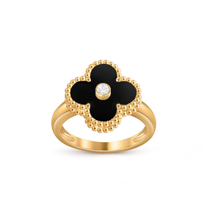 [Leaves]LUCKY CLOVER DIAMOND-ACCENT GOLD RING COLLECTION