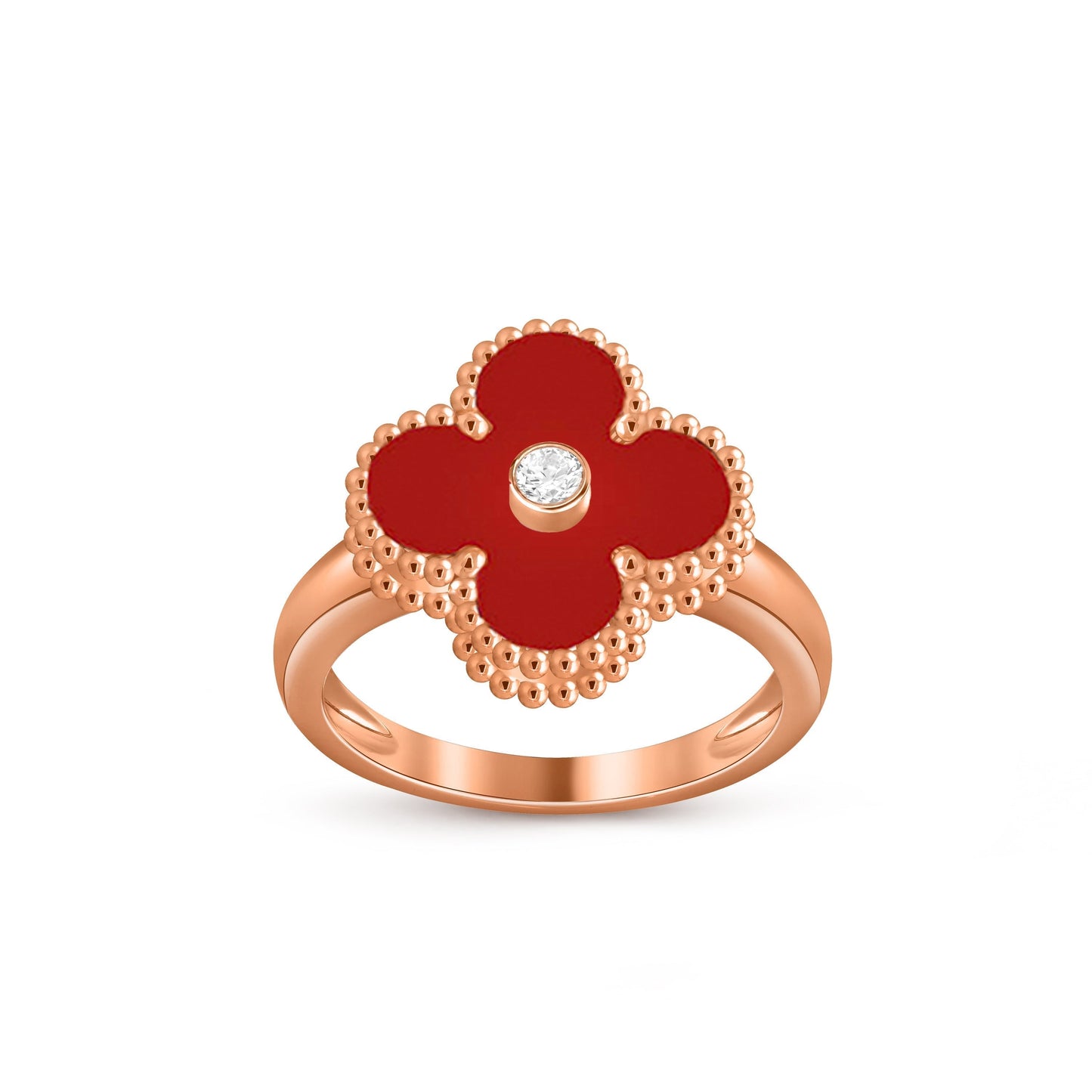 [Leaves]LUCKY CLOVER DIAMOND-ACCENT ROSE GOLD RING COLLECTION