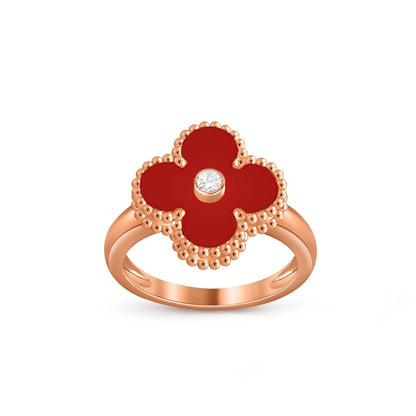 [Leaves]LUCKY CLOVER DIAMOND-ACCENT ROSE GOLD RING COLLECTION
