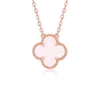 [Leaves]CLOVER 15MM PINK MOTHER-OF-PEARL SINGLE FLOWER NECKLACE