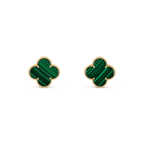[Leaves]CLOVER MINI 9.5MM MALACHITE  EARRINGS