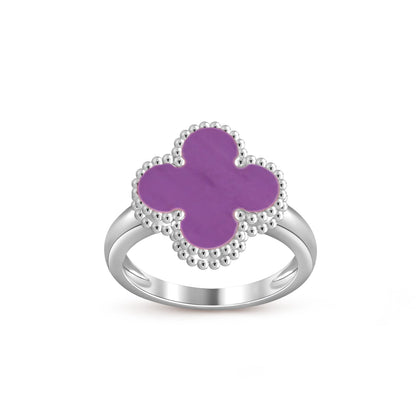 [Leaves]LUCKY CLOVER VINTAGE WHITE GOLD RING COLLECTION