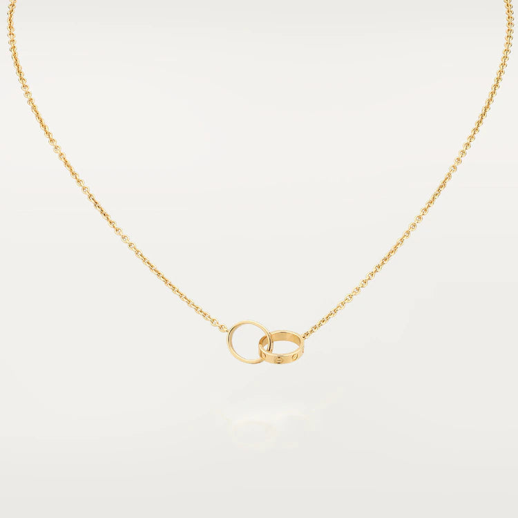 [Leaves]LOVE NECKLACE DOUBLE RING GOLD