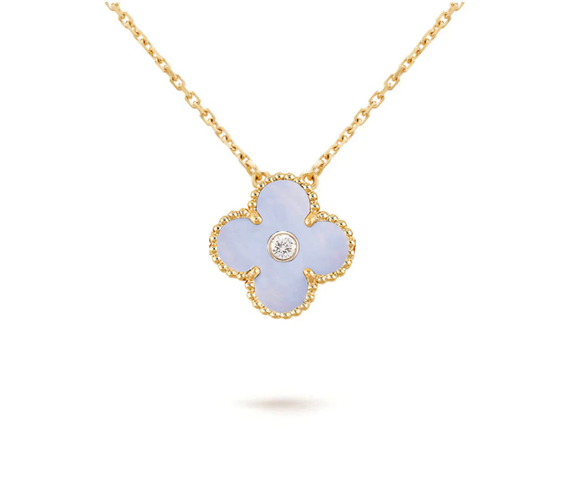 [Leaves]15MM CLOVER FLOWER DIAMOND PENDANT NECKLACE COLLECTION